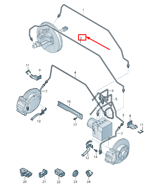 new vw sharan 7n brake pipe from brake cylinder to hydraulics 5n2614740d