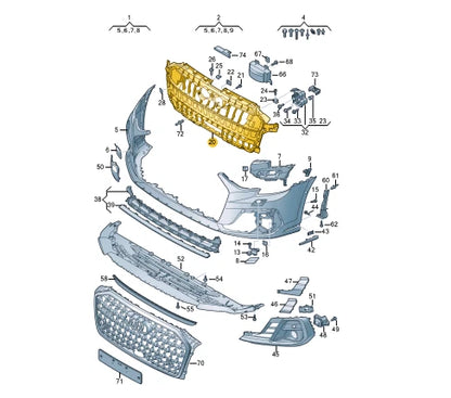 NEW AUDI A8 4N FRONT BUMPER CENTER CLOSING ELEMENT 4N0807233D ORIGINAL