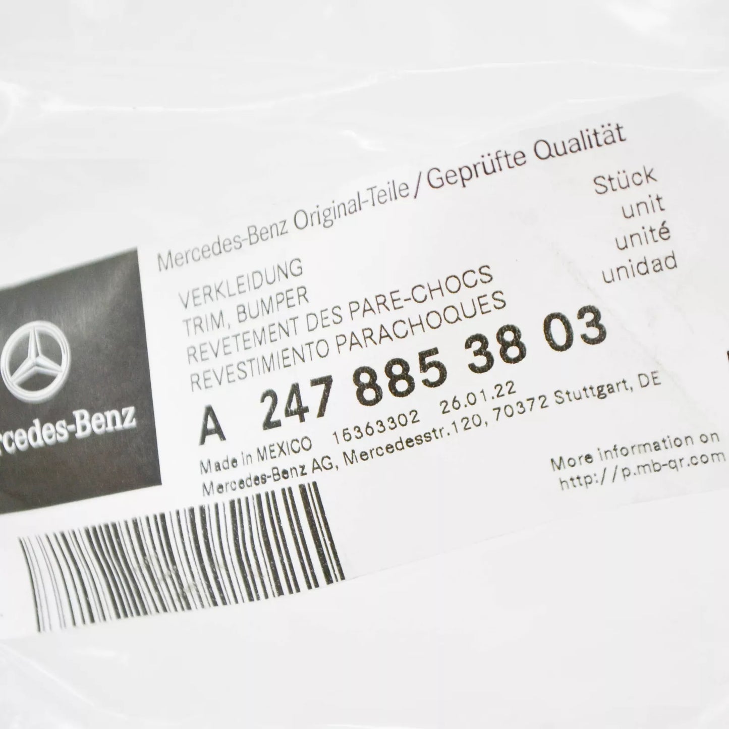 NEW MB GLB X247 FRONT BUMPER RIGHT SIDE LOWER TRIM A2478853803 ORIGINAL