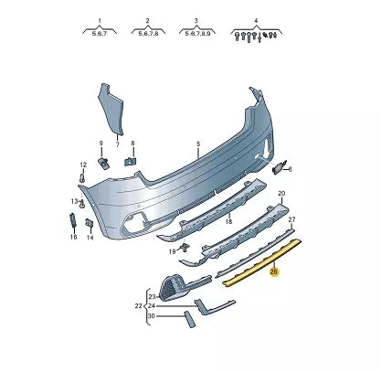 NEW AUDI A1 SPORTBACK GBA REAR BUMPR CENTER TRIM 82A807644Y9B ORIGINAL