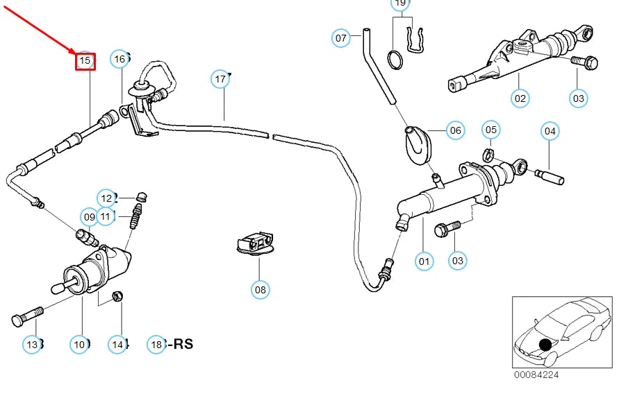 NEW BMW 5 E39 CLUTCH CONTROL PIPE 21521163839 1163839 ORIGINAL