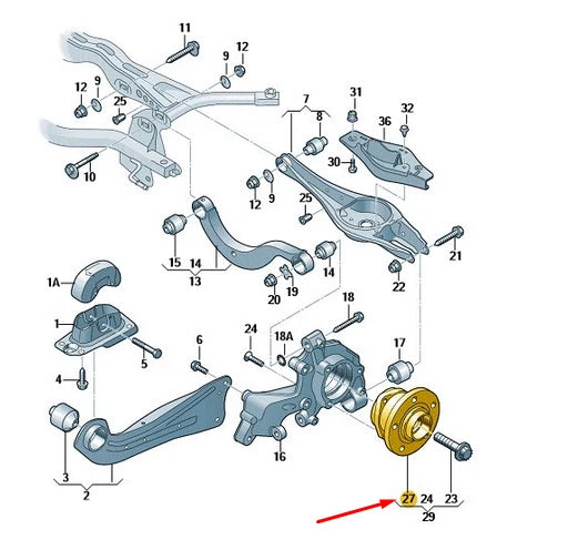 NEW VOLKSWAGEN GOLF CD1 MK8 REAR WHEEL HUB WITH BEARING 5WA407621 ORIGINAL