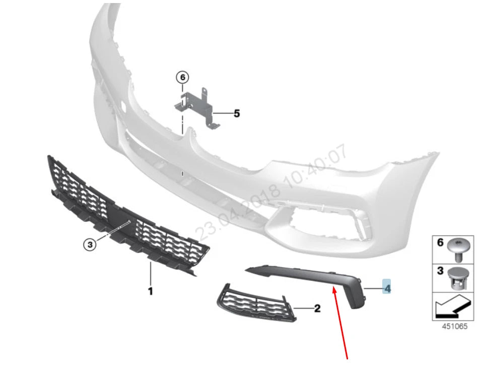 NEW BMW 7 G11 FRONT M BUMPER LEFT GRILLE CHROME TRIM 51118061119 2016 ORIGINAL
