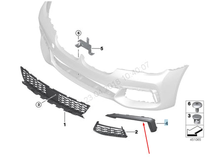 NEW BMW 7 G11 FRONT M BUMPER LEFT GRILLE CHROME TRIM 51118061119 2016 ORIGINAL