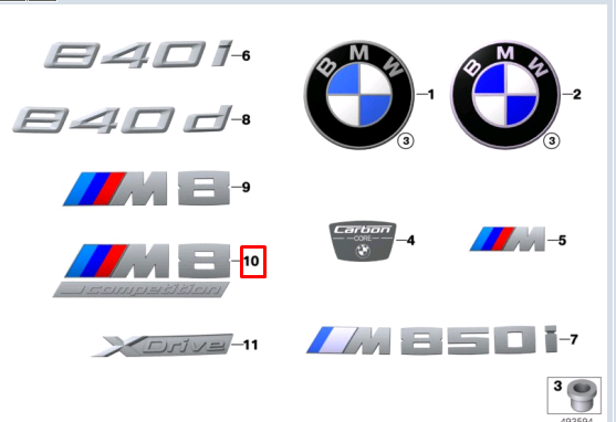 new bmw m8 cabrio f91 rear trunk bootlid badge 51148098328 8098328 original