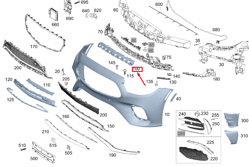 new mercedes-benz e c238 front bumper center basic carrier a2388854201 original