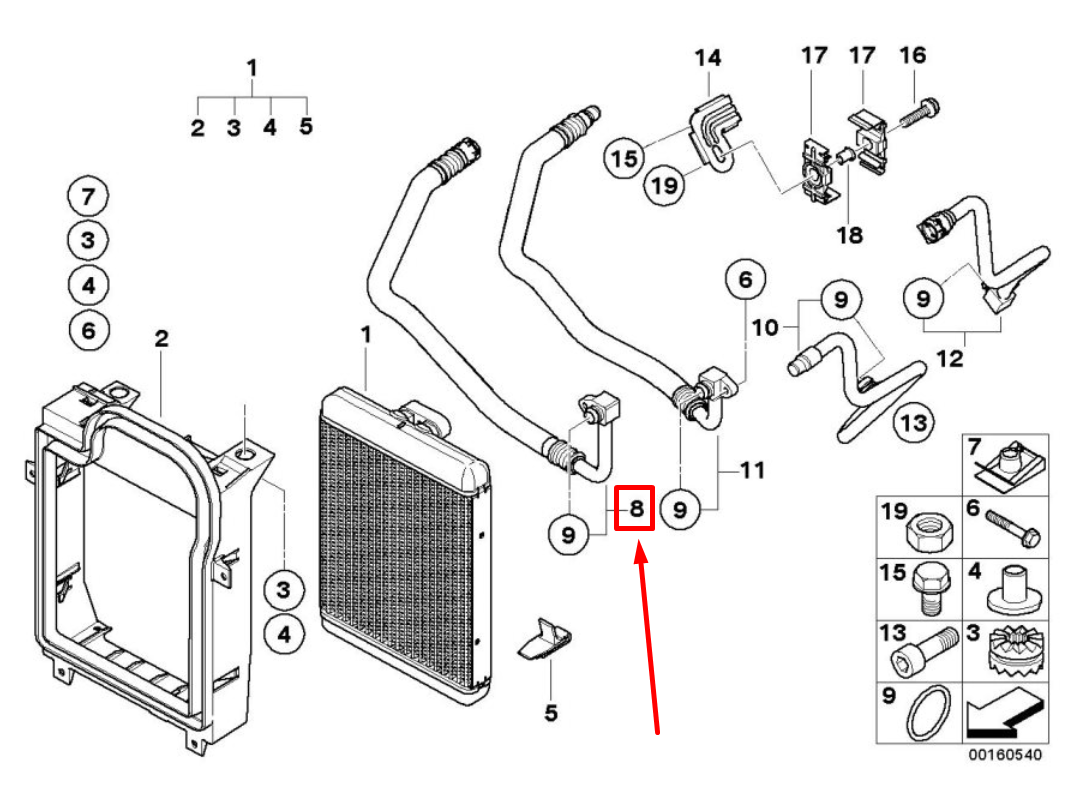 new bmw x5 e70 engine oil cooler line 17227578660 7578660ne w original