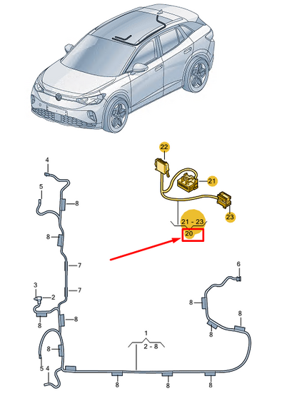 new vw id.4 e21 sunroof wiring harness 11a971648c original