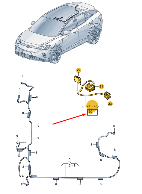 new vw id.4 e21 sunroof wiring harness 11a971648c original