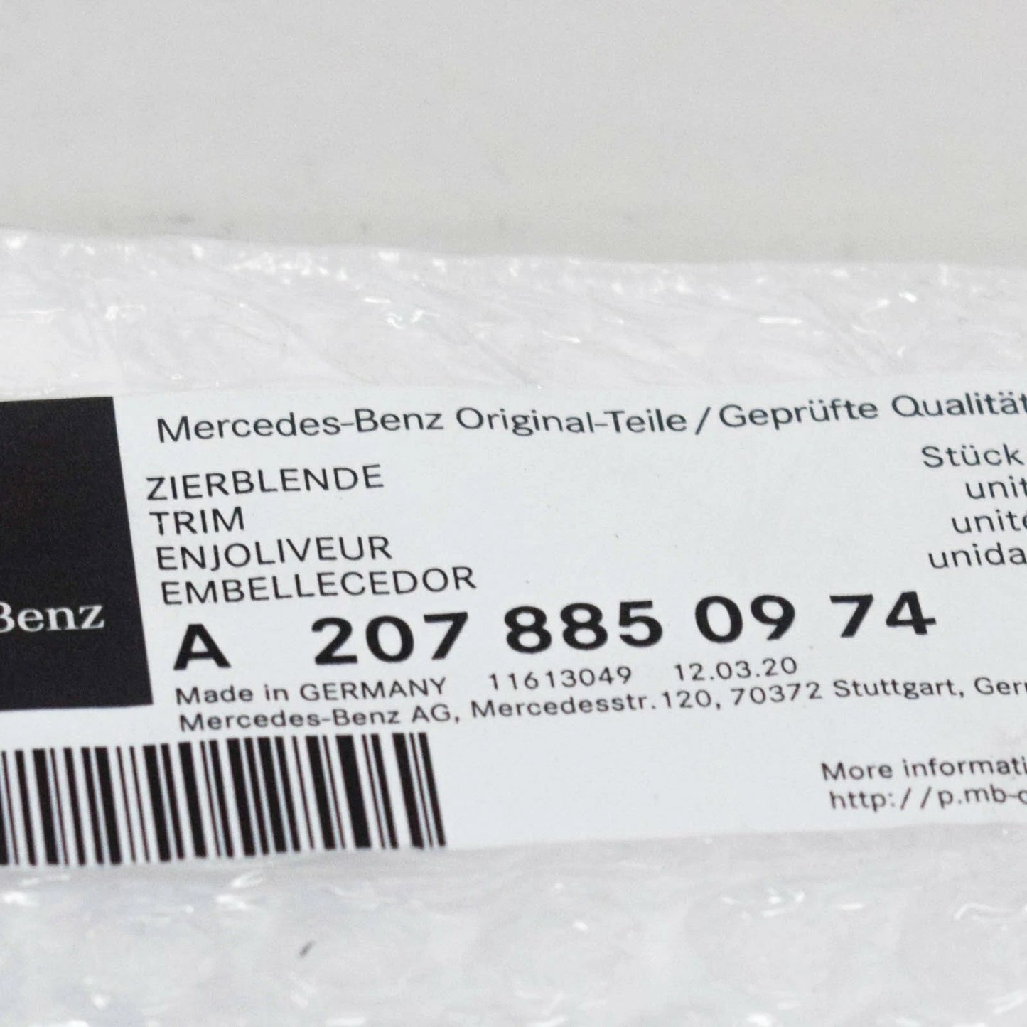 NEW MERCEDES-BENZ E-CLASS COUPE C207 FRONT BUMPER LOWER TRIM A2078850974