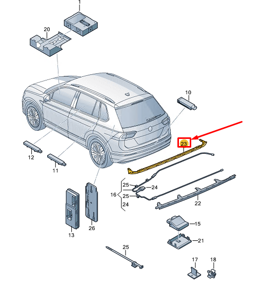 new vw tiguan ad upper tailgate sensor cables bracket 5na962283a original