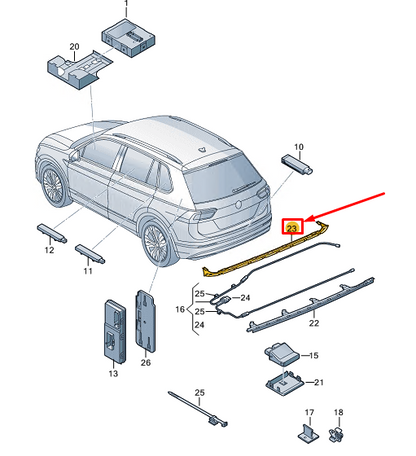 new vw tiguan ad upper tailgate sensor cables bracket 5na962283a original