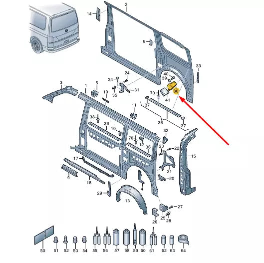 NEW VW TRANSPORTER T6 REAR SEAT BELT RIGHT RETAINING BRACKET 7H3810414