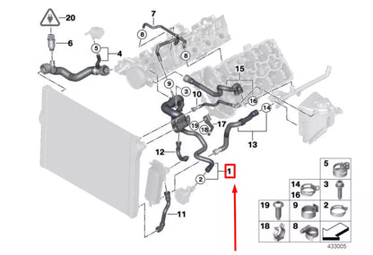 NEW BMW 7 F01, F02 RADIATOR COOLANT HOSE 17127575425 7575425 ORIGINAL