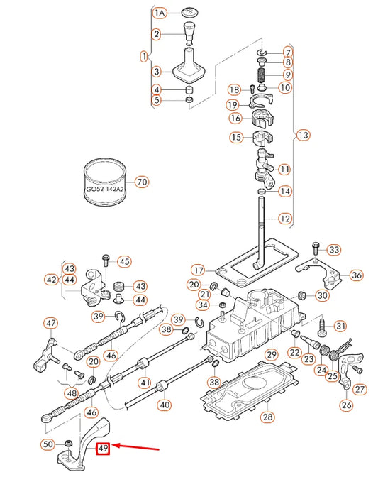 NEW VOLKSWAGEN BEETLE 9C FRONT GEARSHIFT LEVER 1J0711051Q