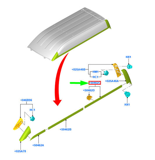 new ford transit custom mk1 roof panel rear right moulding 1859423 original