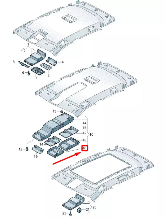 NEW VW TIGUAN AD MK2 ROOF CONSOLE STORAGE COMPARTMENR 5TA858338A82V