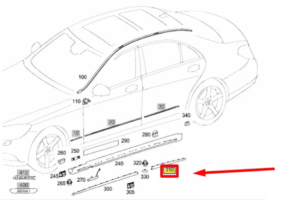 NEW MERCEDES-BENZ S W222 REAR RIGHT SIDE ORNAMENTAL TRIM A22269488829999