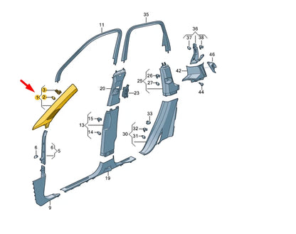NEW VW TOUAREG CR MK3 LEFT A PILLAR UPPER TRIM 760867233A3FL ORIGINAL
