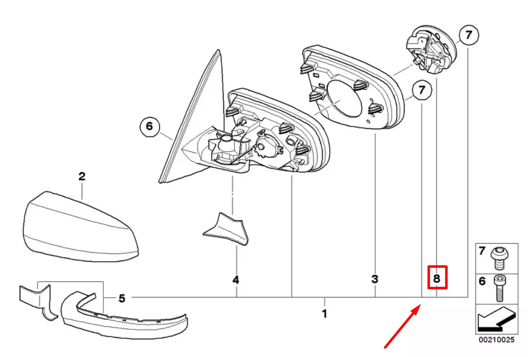 NEW BMW X5 E70 FRONT OUTSIDE MIRROR MOTOR 67136973723 6973723