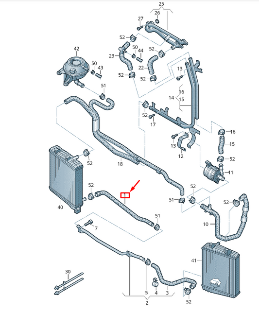 NEW VW TOUAREG 7P MK2 COOLANT HOSE 7P0121051E ORIGINAL