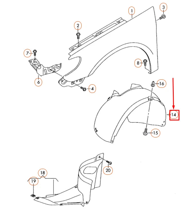 NEW VOLKSWAGEN PASSAT CC FRONT LEFT WHEEL HOUSING LINER 3C8805977A ORIGINAL