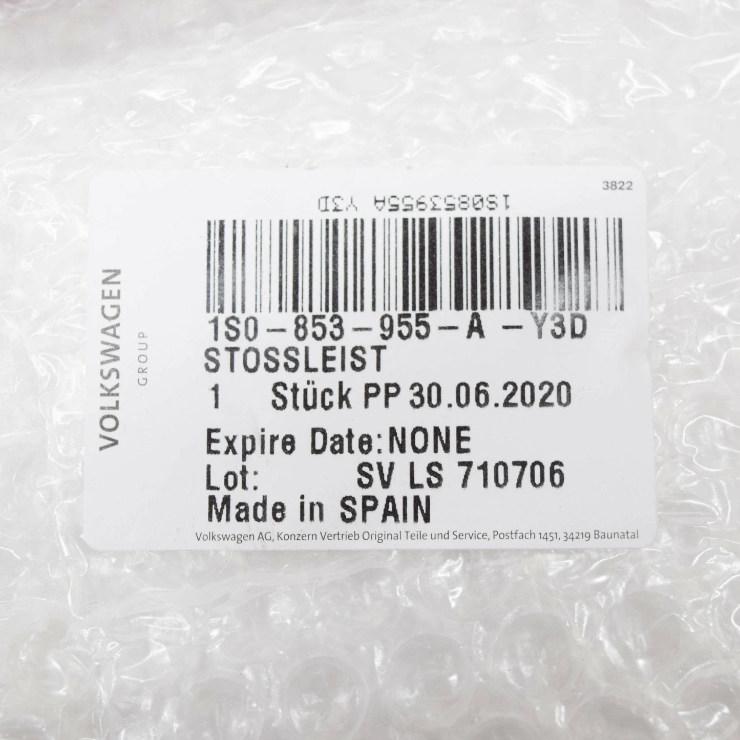 NEW VOLKSWAGEN UP REAR TAILGATE DECOR PROTECTION STRIP 1S0853955AY3D