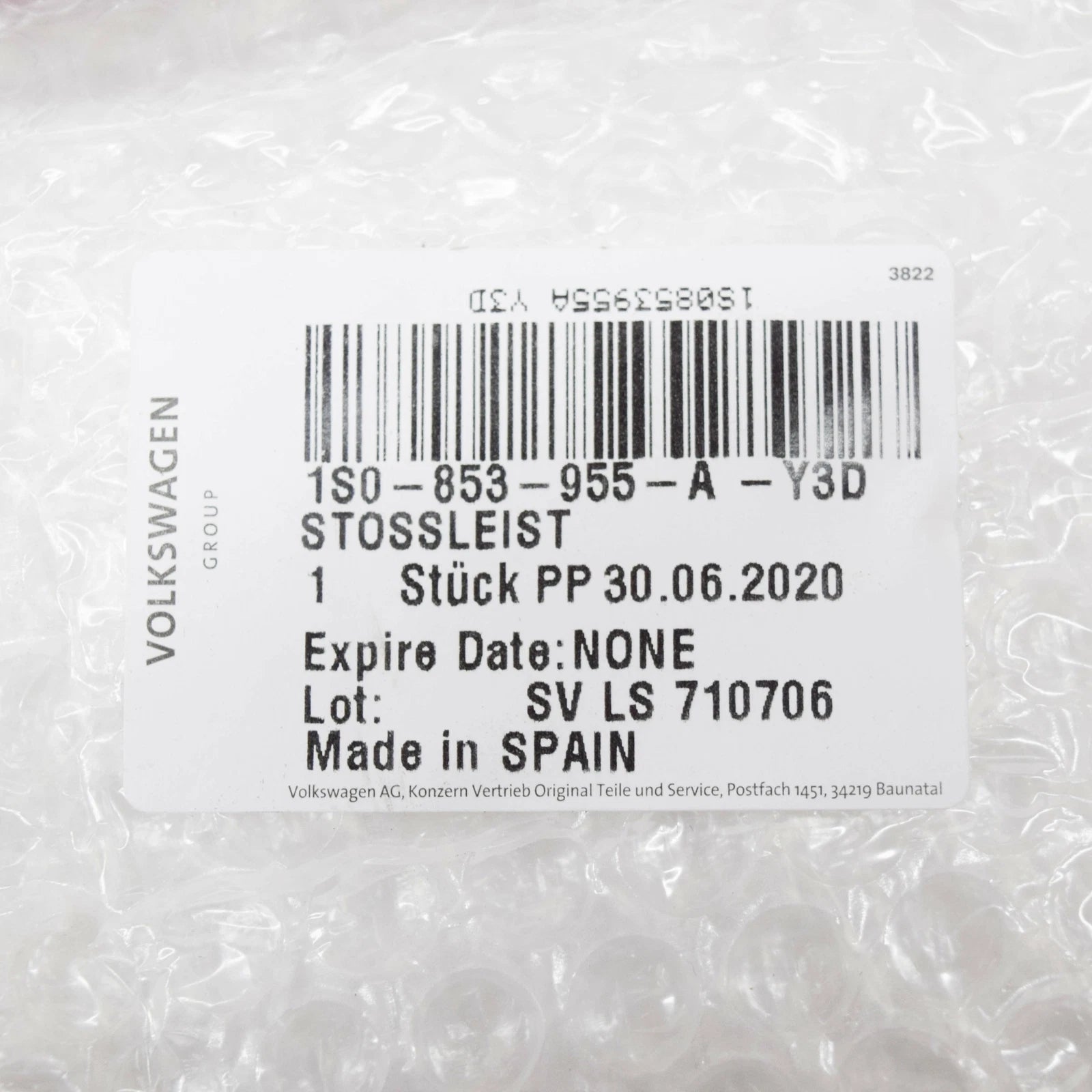 NEW VOLKSWAGEN UP REAR TAILGATE DECOR PROTECTION STRIP 1S0853955AY3D