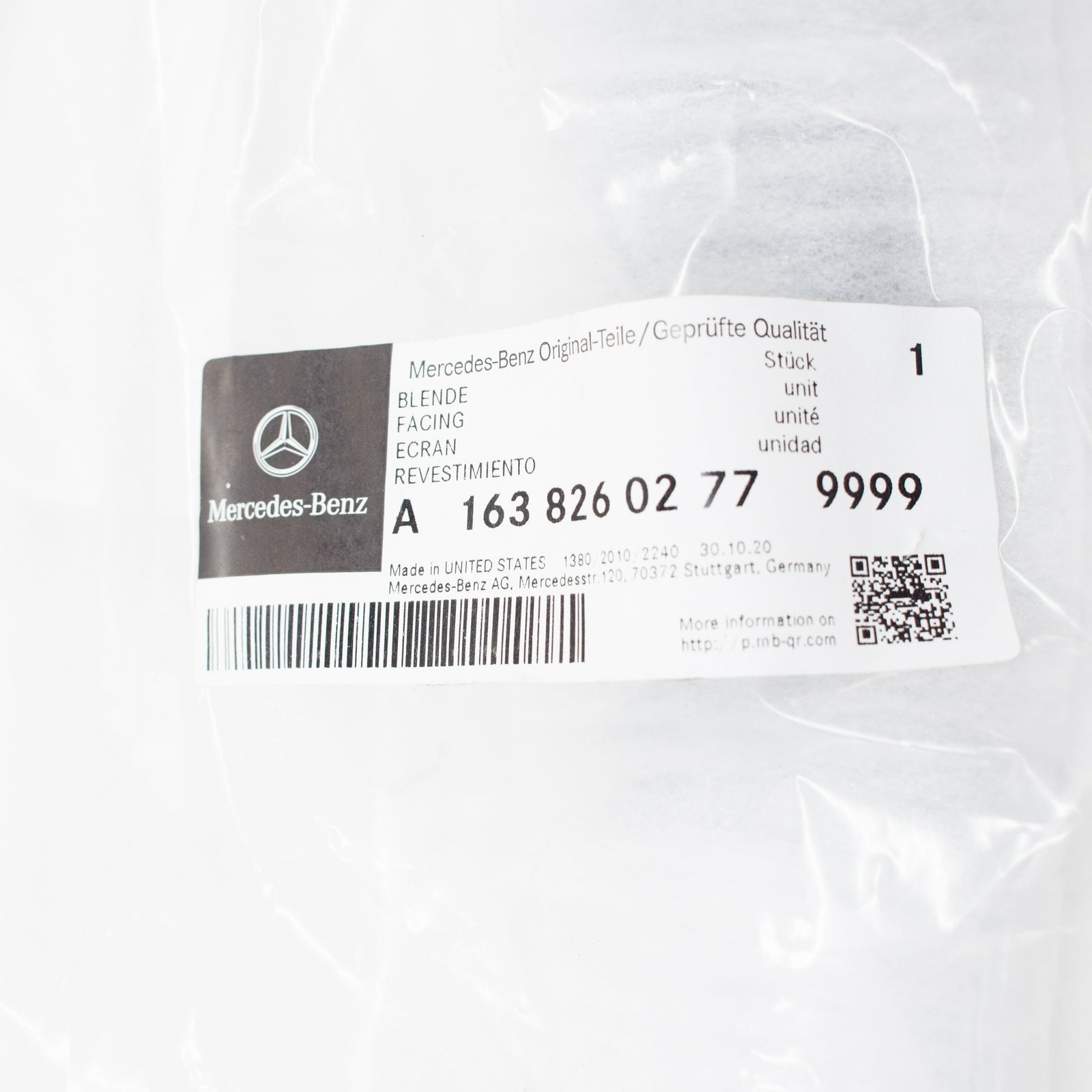 new mercedes-benz ml w163 right lower headlight trim a16382602779999 original