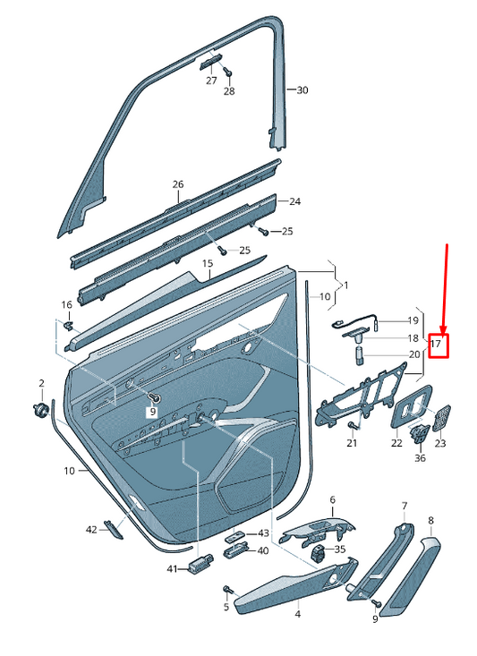 new audi q5 fy rear right inner opening handle 80a839020b4pk original