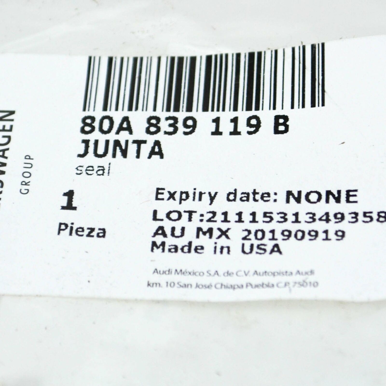 NEW AUDI Q5 80A REAR LEFT DOOR SEALING RUBBER 80A839119B ORIGINAL