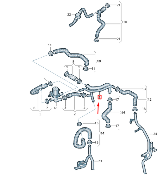 NEW VW TRANSPORTER VI T6 COOLANT PIPE 7E0121065AR ORIGINAL