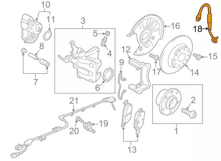 NEW VOLKSWAGEN GOLF MK7 REAR BRAKE HYDRAULIC HOSE 5Q0611775G