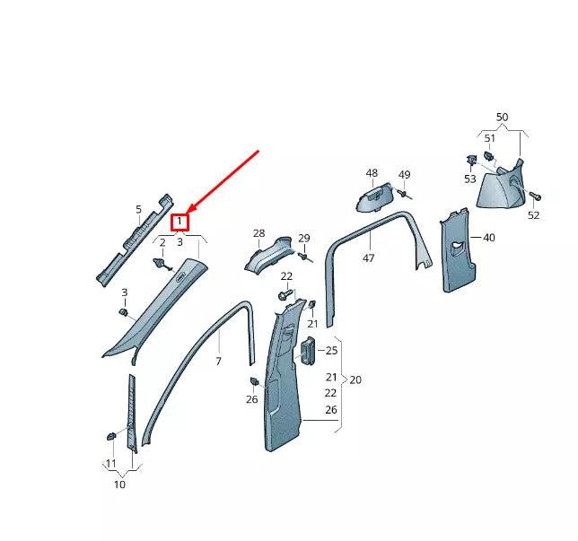 NEW VW TOUAREG 7P MK2 UPPER RIGHT A PILLAR TRIM 7P6867234TPB7