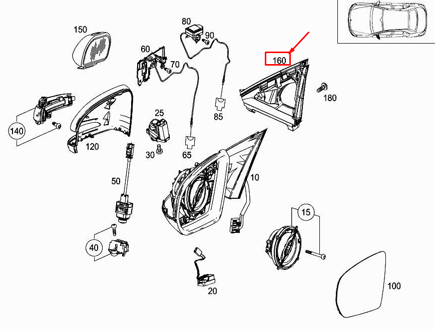 new mercedes-benz c w205 front left door mirror housing seal a2058110198