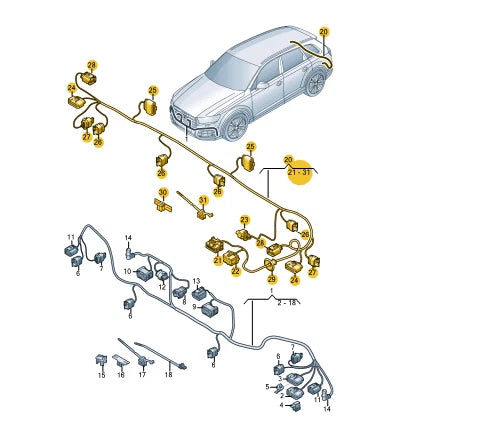 NEW AUDI Q7 4M REAR BUMPER PDC AID WIRING HARNESS 4M0971104BB ORIGINAL