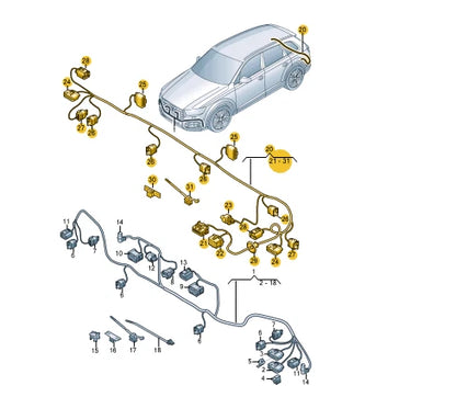 NEW AUDI Q7 4M REAR BUMPER PDC AID WIRING HARNESS 4M0971104BB ORIGINAL