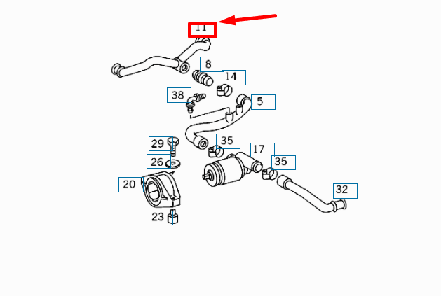 NEW MB E W210 IDLE SPEED ACTUATOR TO INTAKE MANIFOLD HOSE A1041410483 ORIGINAL