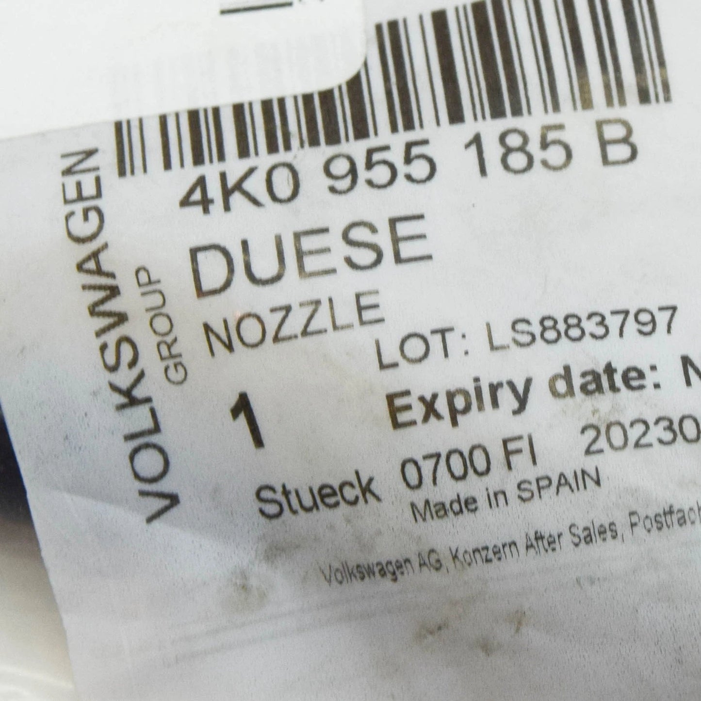 NEW AUDI A6 C8 FRONT LEFT HEADLIGHT WASHER NOZZLE 4K0955185B ORIGINAL