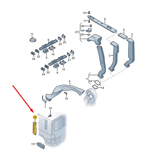 NEW VW TRANSPORTER VI T6 REAR LEFT BODY VENT TRIM 7H3815501A9B9