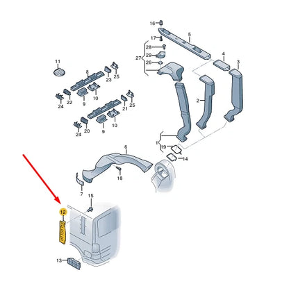 NEW VW TRANSPORTER VI T6 REAR LEFT BODY VENT TRIM 7H3815501A9B9