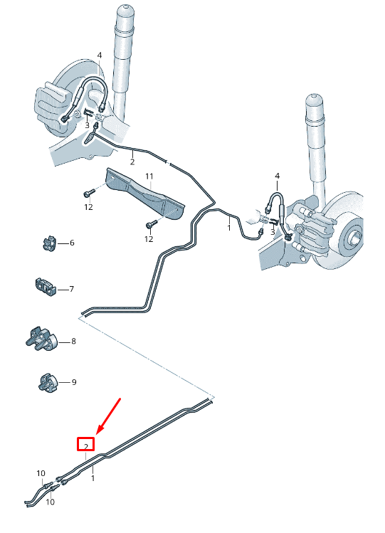 new audi rs3 rh brake line from connect piece to brake hose 5wa614742j original