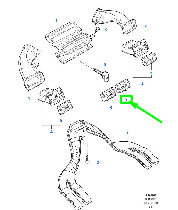 new ford mondeo mk3 dashboard air vent louvre assy 1256512 original