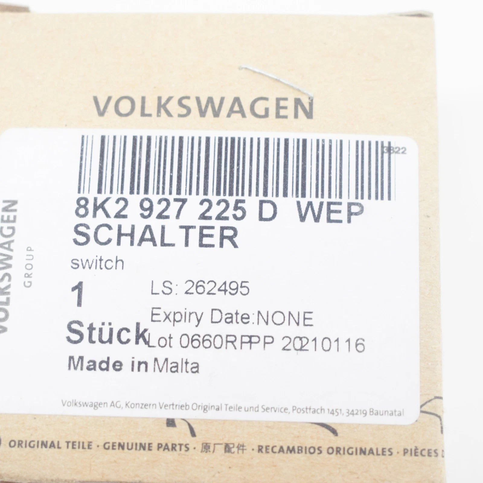 NEW AUDI A4 AVANT B8 PARKING BRAKE SWITCH RHD 8K2927225DWEP