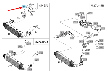 new mercedes-benz c w204 charge air cooling noise damper a6511400087 original
