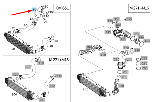 new mercedes-benz c w204 charge air cooling noise damper a6511400087 original