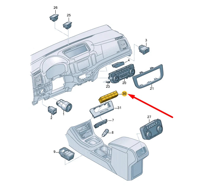 NEW VW SHARAN 7N CONTROL PANEL WITH PUSHBUTTON LHD 7N1927137EXSH ORIGINAL