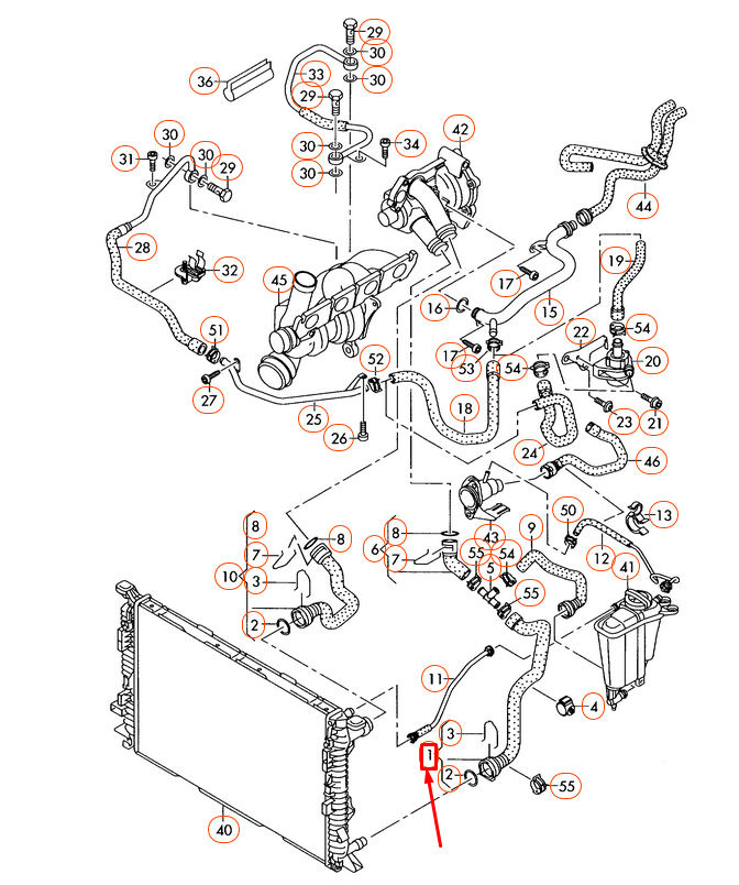 NEW AUDI A4 8K B8 COOLANT HOSE WITH QUICK RELEASE COUPLING 8K0121055N ORIGINAL