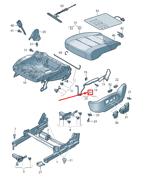 NEW VW SHARAN 7N FRONT LEFT OUTER SEAT FRAME TRIM 5N0881313G82V ORIGINAL