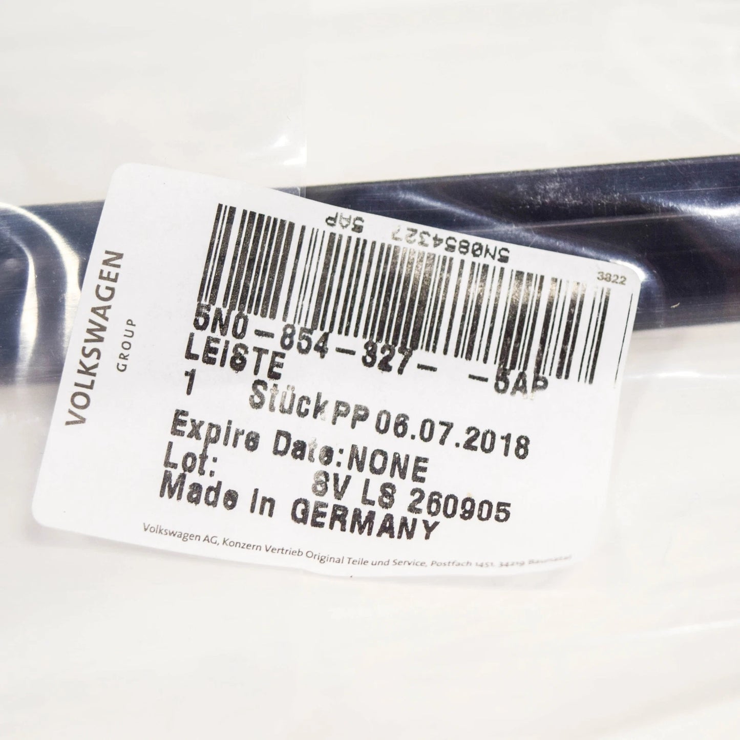 NEW VW TIGUAN MK2 FRONT LEFT WATER DEFLECTOR 5N08543275AP ORIGINAL